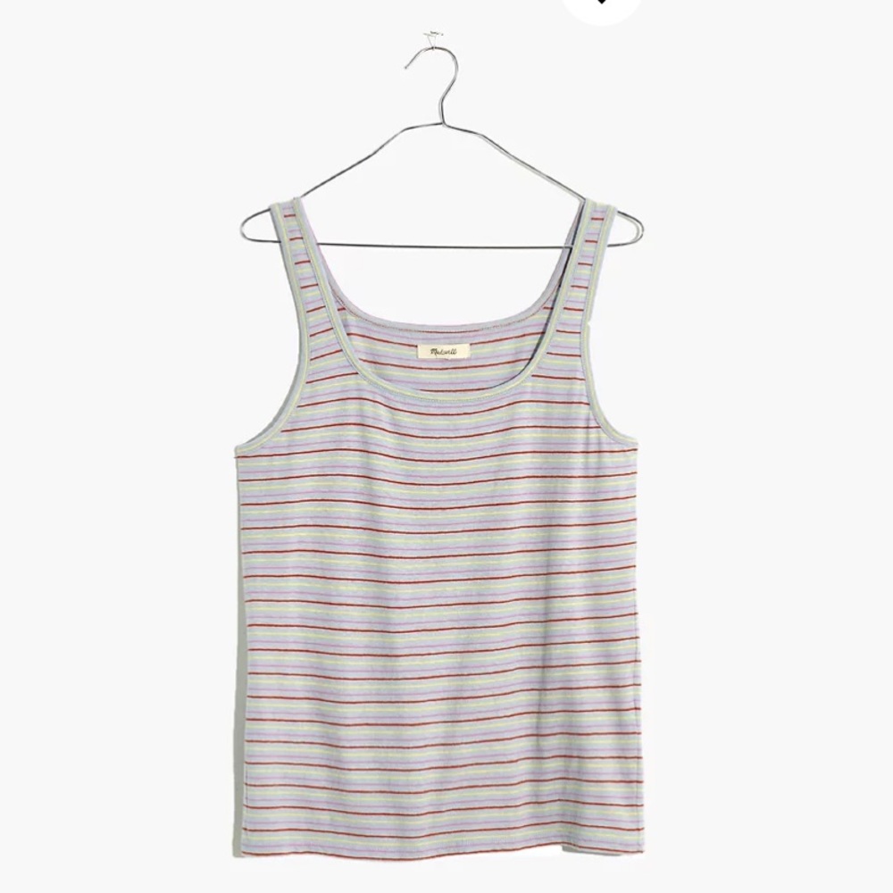 Madewell Square Neck Tank Top Blue Stripe Size XS